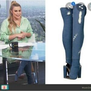 Steve Madden Tonic Distressed Denim Fab Peep Hole Boots